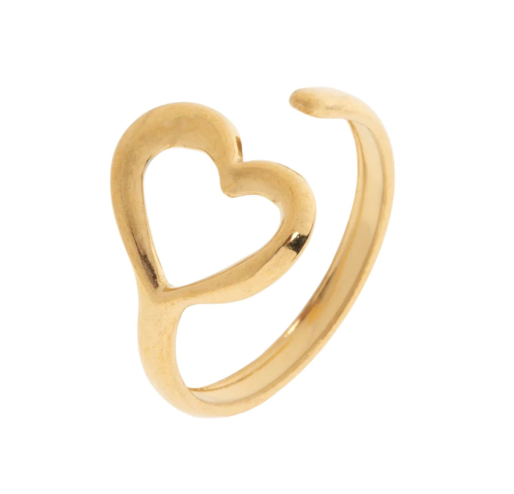 Sarah - Large Heart Ring Stainless Steel