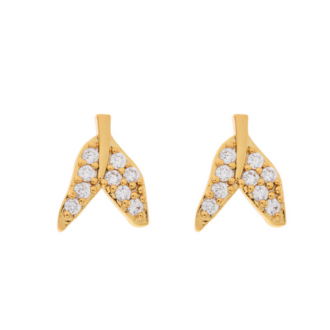 Alix - Crystal Leaf Stud Earrings Stainless Steel