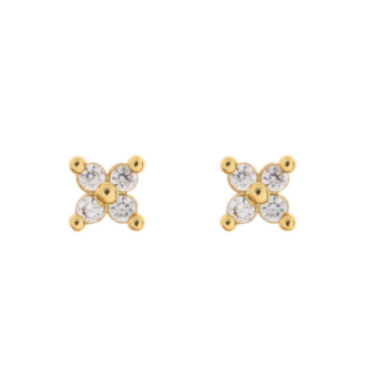 Ana - Crystal Flower Stud Earrings Stainless Steel