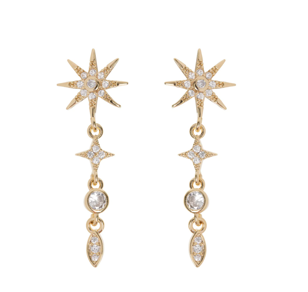 Aurora - Dangling Crystal Star Stud Earrings