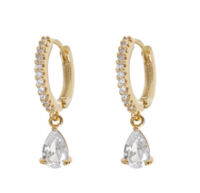 Load image into Gallery viewer, Eliza - Droplet Crystal Hoop Earrings
