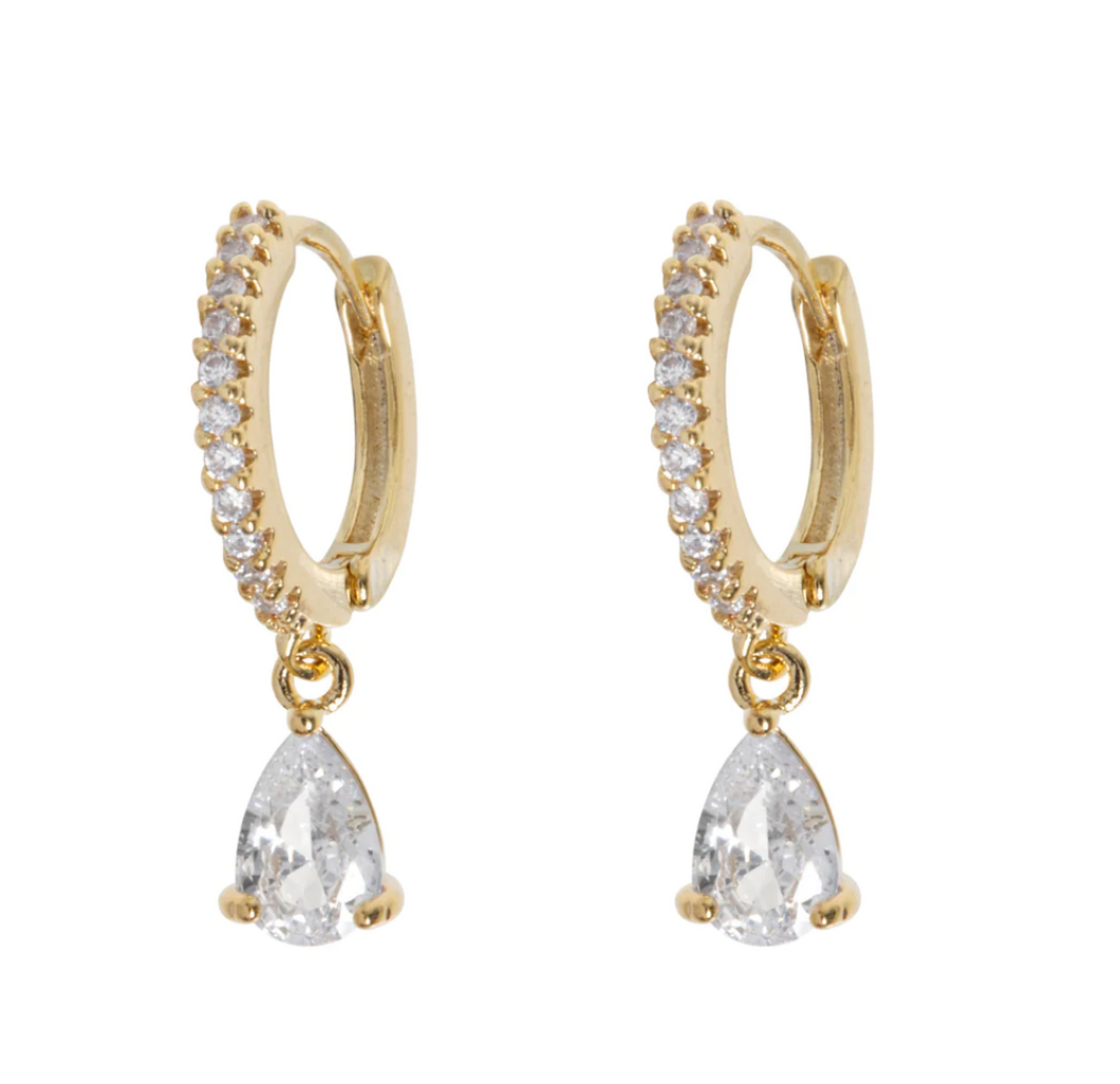 Eliza - Droplet Crystal Hoop Earrings