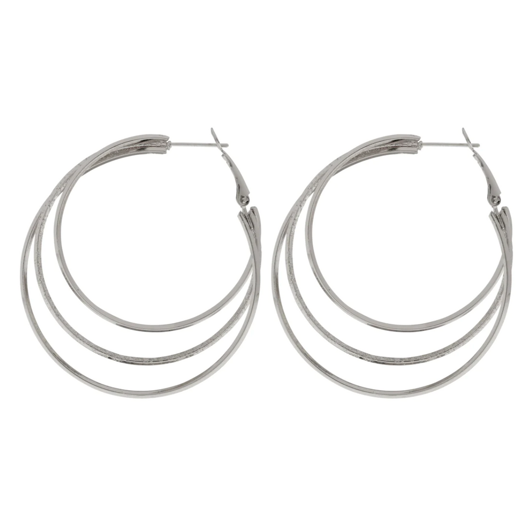 Eleonora - Thin Triple Hoop Earrings