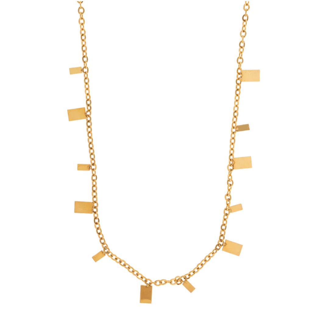 Lia - Tiny Rectangle Necklace - Stainless Steel