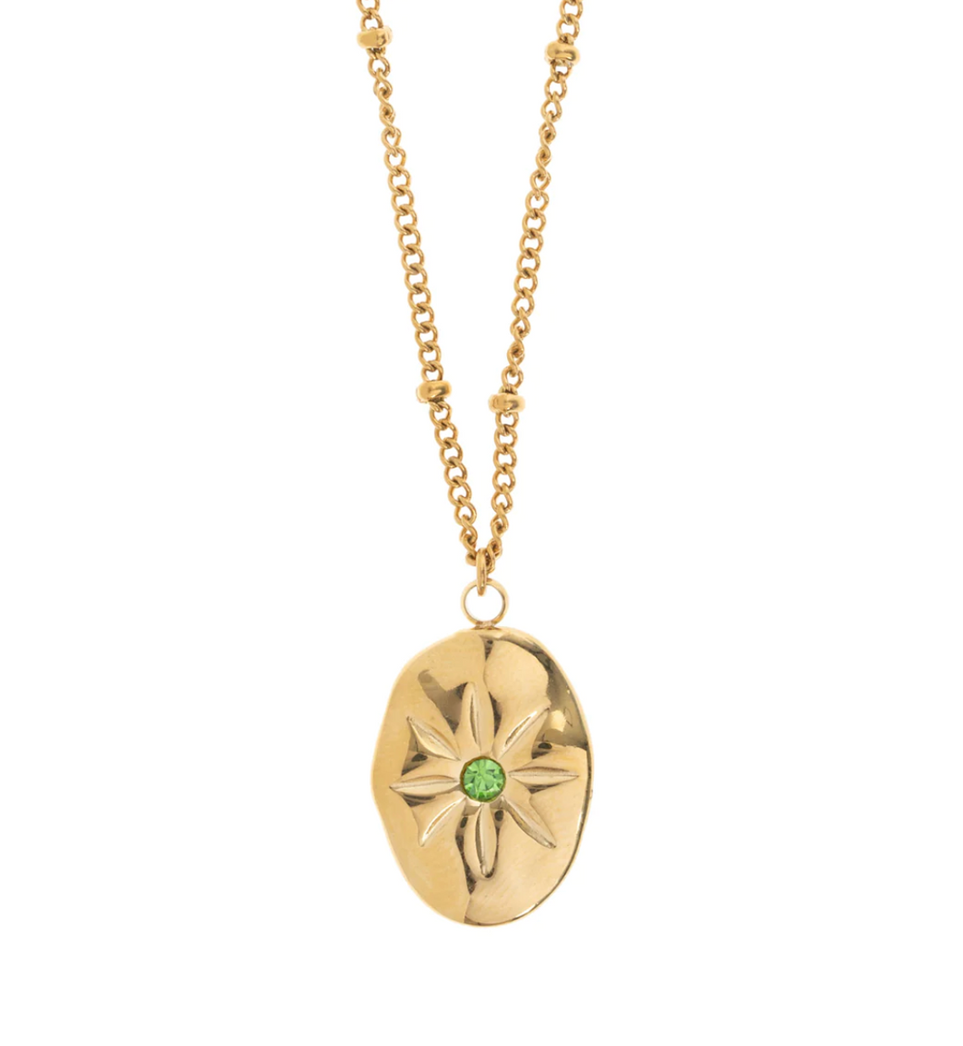 Delilah - Necklace with Gold Brick Crystal Pendant Stainless Steel