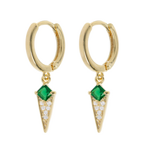 Load image into Gallery viewer, Arya - Green Crystal Stud Hoop Earrings
