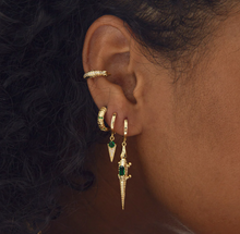 Load image into Gallery viewer, Arya - Green Crystal Stud Hoop Earrings
