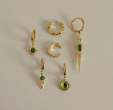 Load image into Gallery viewer, Arya - Green Crystal Stud Hoop Earrings
