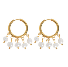 Load image into Gallery viewer, Estelle - Pearl Hoop Earrings
