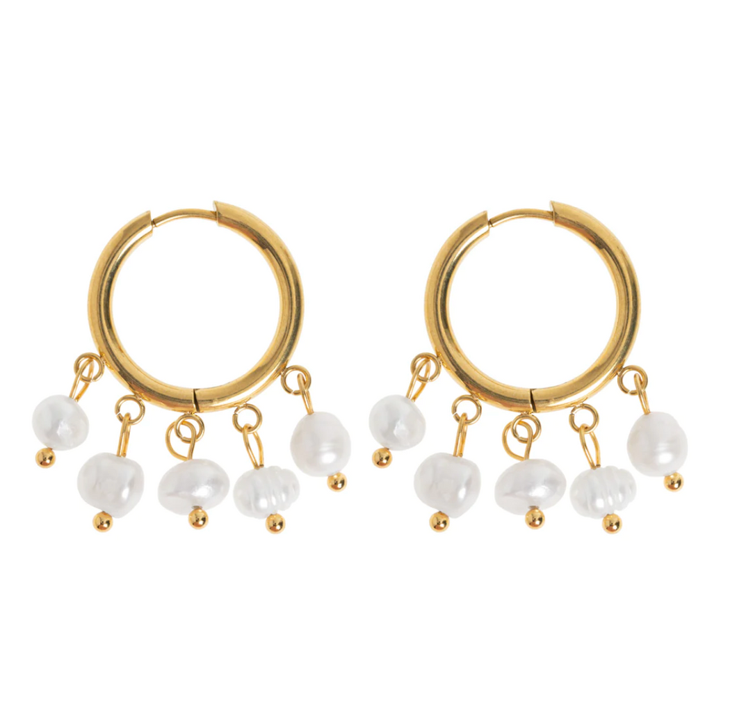 Estelle - Pearl Hoop Earrings