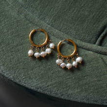 Load image into Gallery viewer, Estelle - Pearl Hoop Earrings
