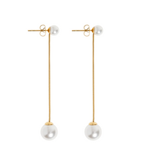 Load image into Gallery viewer, Estelle - Pearl Chain Earrings Stainless Steel
