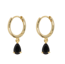 Load image into Gallery viewer, Elvira - Droplet Crystal Hoop Earrings
