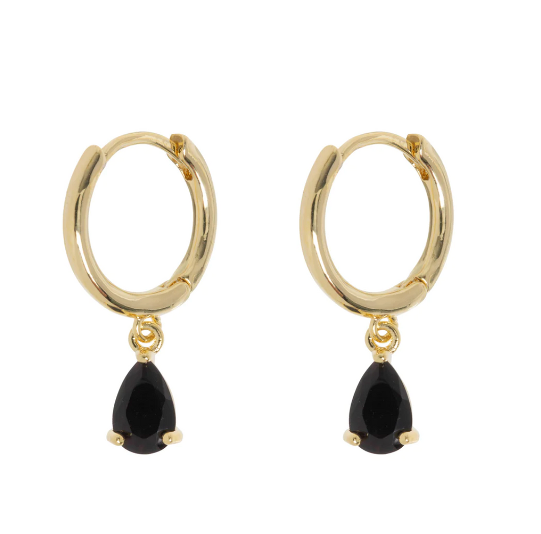 Elvira - Droplet Crystal Hoop Earrings