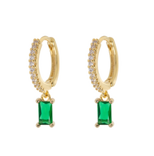 Load image into Gallery viewer, Anya - Green Crystal Hoop Earrings
