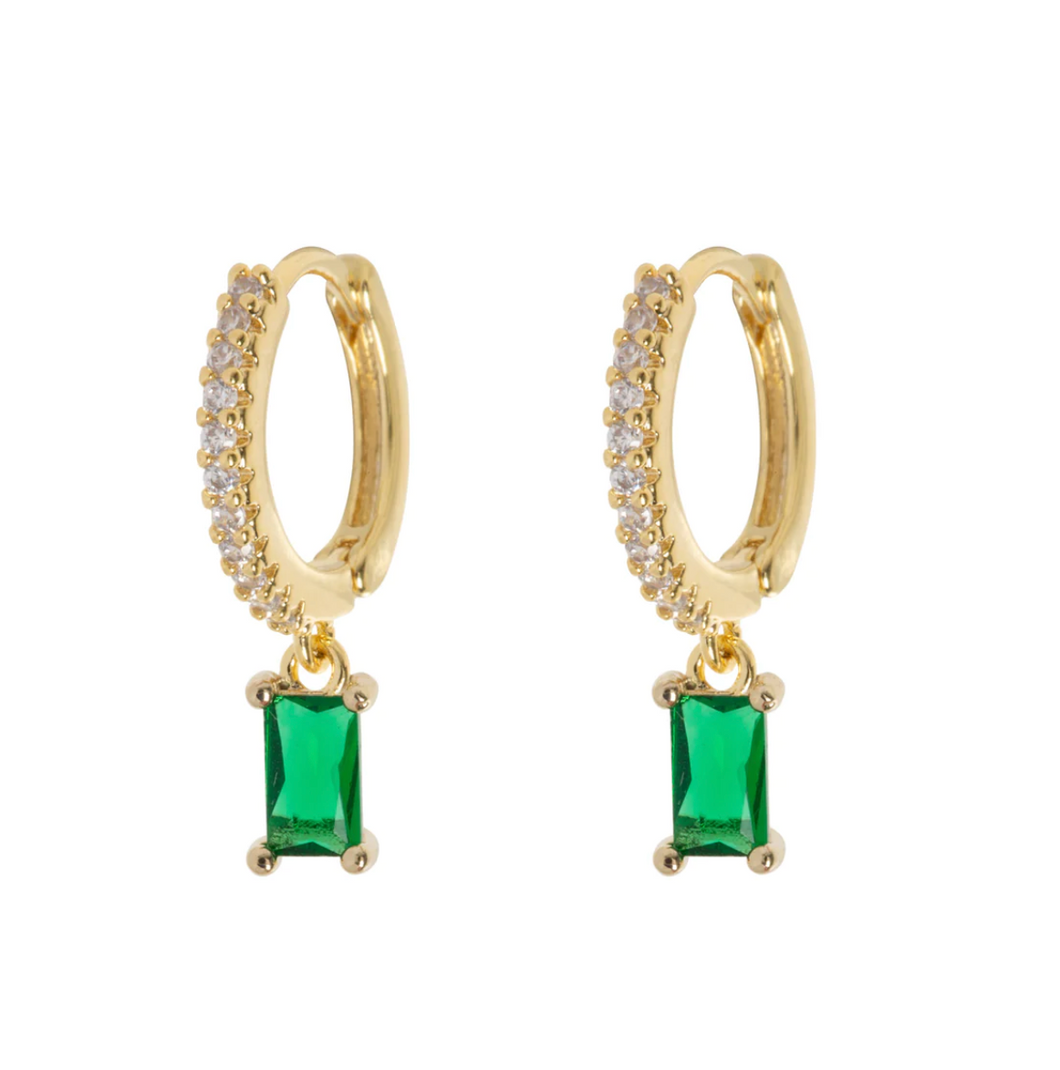 Anya - Green Crystal Hoop Earrings