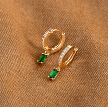 Load image into Gallery viewer, Anya - Green Crystal Hoop Earrings
