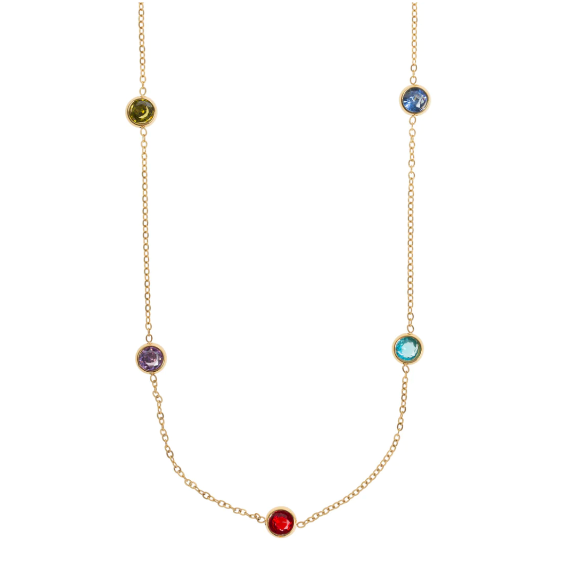 Michelle Necklace with Gold Dipped Multi-Colored Crystal Stainless Ste ...