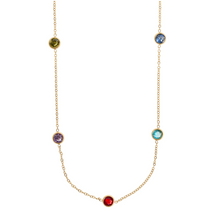 Load image into Gallery viewer, Michelle Necklace with Gold Dipped Multi-Colored Crystal Stainless Steel
