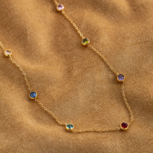 Load image into Gallery viewer, Michelle Necklace with Gold Dipped Multi-Colored Crystal Stainless Steel
