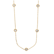 Load image into Gallery viewer, Michelle Necklace with Gold Dipped Crystals Stainless Steel
