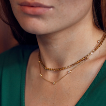 Load image into Gallery viewer, Michelle Necklace with Gold Dipped Crystals Stainless Steel
