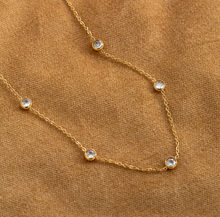 Load image into Gallery viewer, Michelle Necklace with Gold Dipped Crystals Stainless Steel
