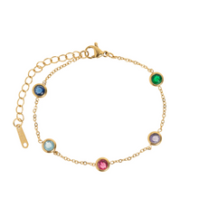 Load image into Gallery viewer, Michelle Multi Colored Crystal Chain Bracelet Stainless Steel
