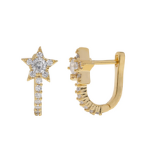 Load image into Gallery viewer, Aurora - Rectangular Crystal Star Hoop Earrings
