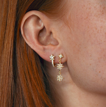 Load image into Gallery viewer, Aurora - Rectangular Crystal Star Hoop Earrings
