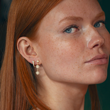 Load image into Gallery viewer, Aurora - Rectangular Crystal Star Hoop Earrings
