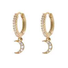 Load image into Gallery viewer, Eliza - Moon Crystal Hoop Earrings
