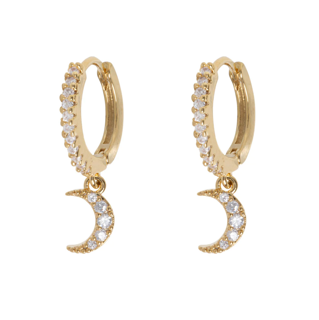 Eliza - Moon Crystal Hoop Earrings