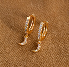 Load image into Gallery viewer, Eliza - Moon Crystal Hoop Earrings
