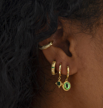 Load image into Gallery viewer, ARYA - GREEN CRYSTAL PENDANT HOOP EARRINGS
