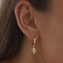 Load image into Gallery viewer, Olive - Monstera Crystal Hoop Earrings
