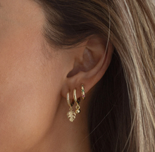 Load image into Gallery viewer, Olive - Monstera Crystal Hoop Earrings
