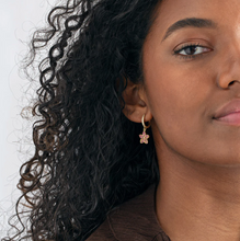 Load image into Gallery viewer, Jasmine - Pink Crystal Flower Hoop Earrings

