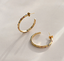 Load image into Gallery viewer, Nandi - Multi Colored Crystal Hoop Earrings
