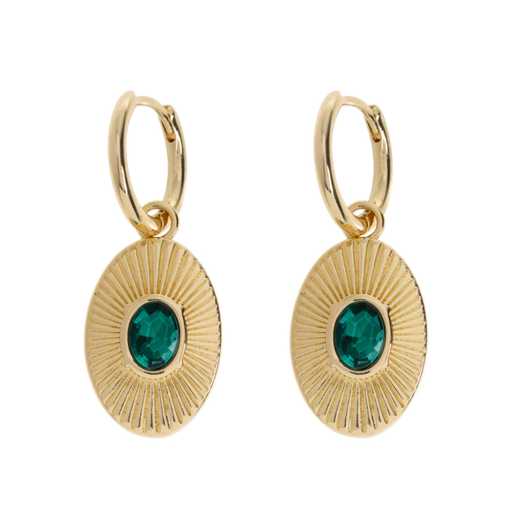 Mavi Emerald Pendant Hoop Earrings