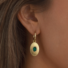 Load image into Gallery viewer, Mavi Emerald Pendant Hoop Earrings
