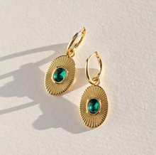 Load image into Gallery viewer, Mavi Emerald Pendant Hoop Earrings
