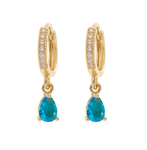 Load image into Gallery viewer, August Blue Crystal Hoop Earrings
