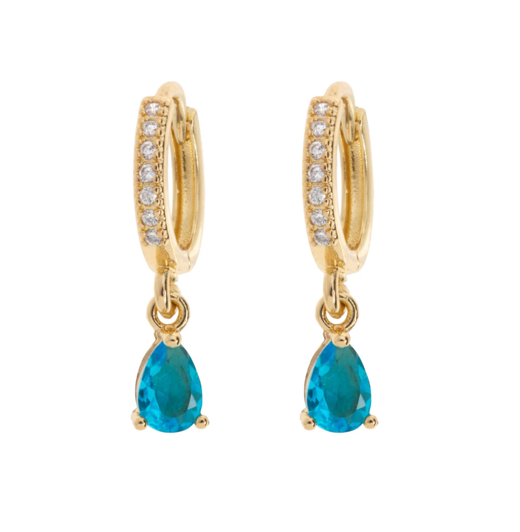 August Blue Crystal Hoop Earrings