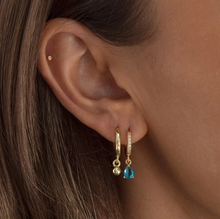 Load image into Gallery viewer, August Blue Crystal Hoop Earrings
