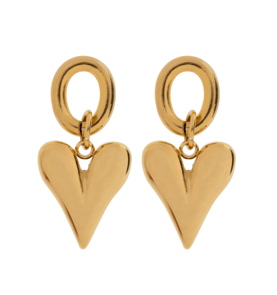 Laurel Hanging Heart Stud Earrings Stainless Steel