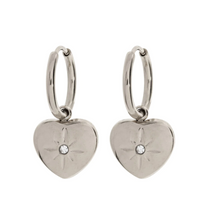 Load image into Gallery viewer, Lola Crystal Heart Hoop Earrings Stainless Steel
