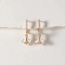 Load image into Gallery viewer, Beatrice Crystal Bee Hoop Earrings
