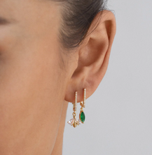 Load image into Gallery viewer, Beatrice Crystal Bee Hoop Earrings
