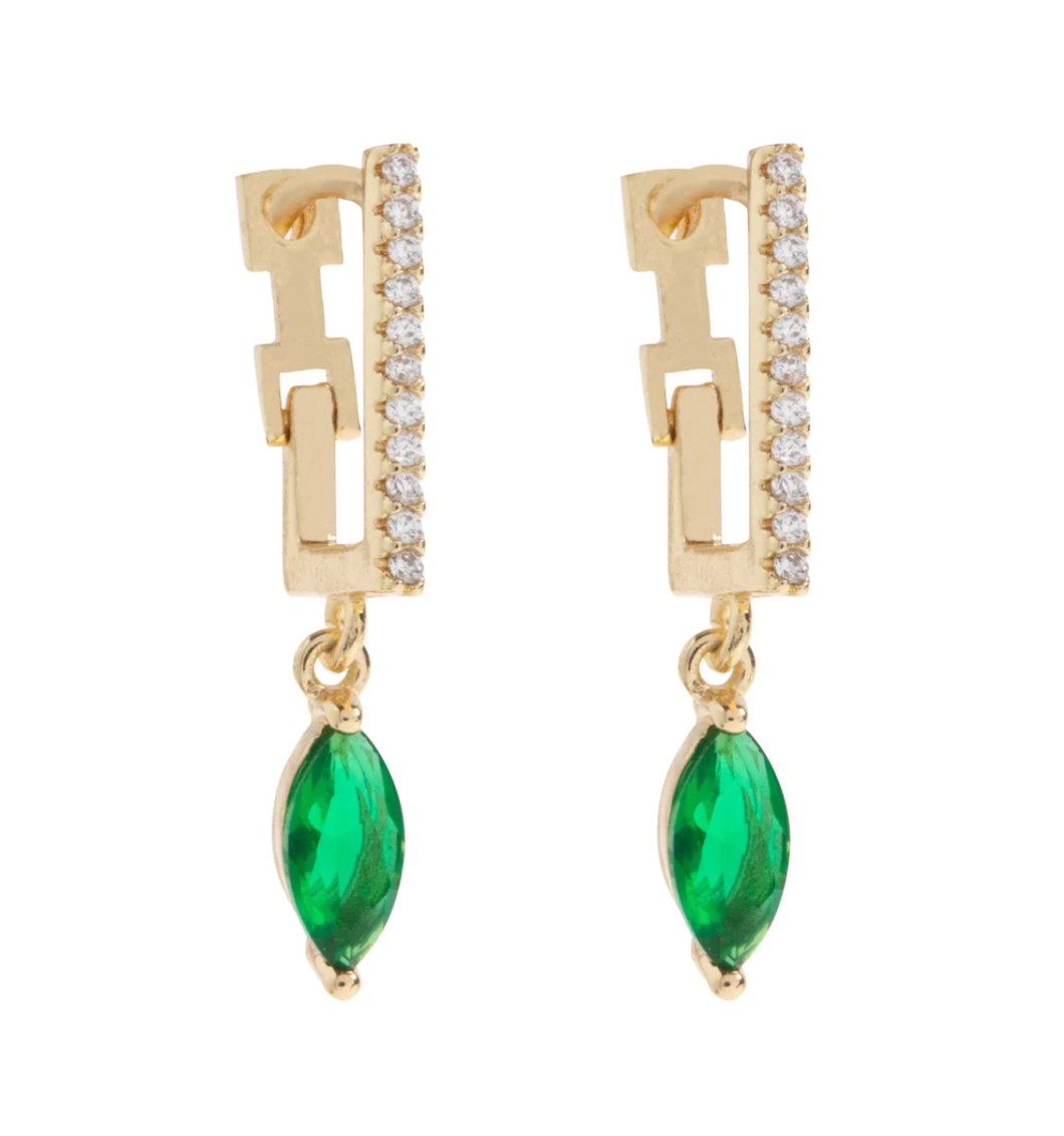 Amanda Green Crystal Hoop Earrings